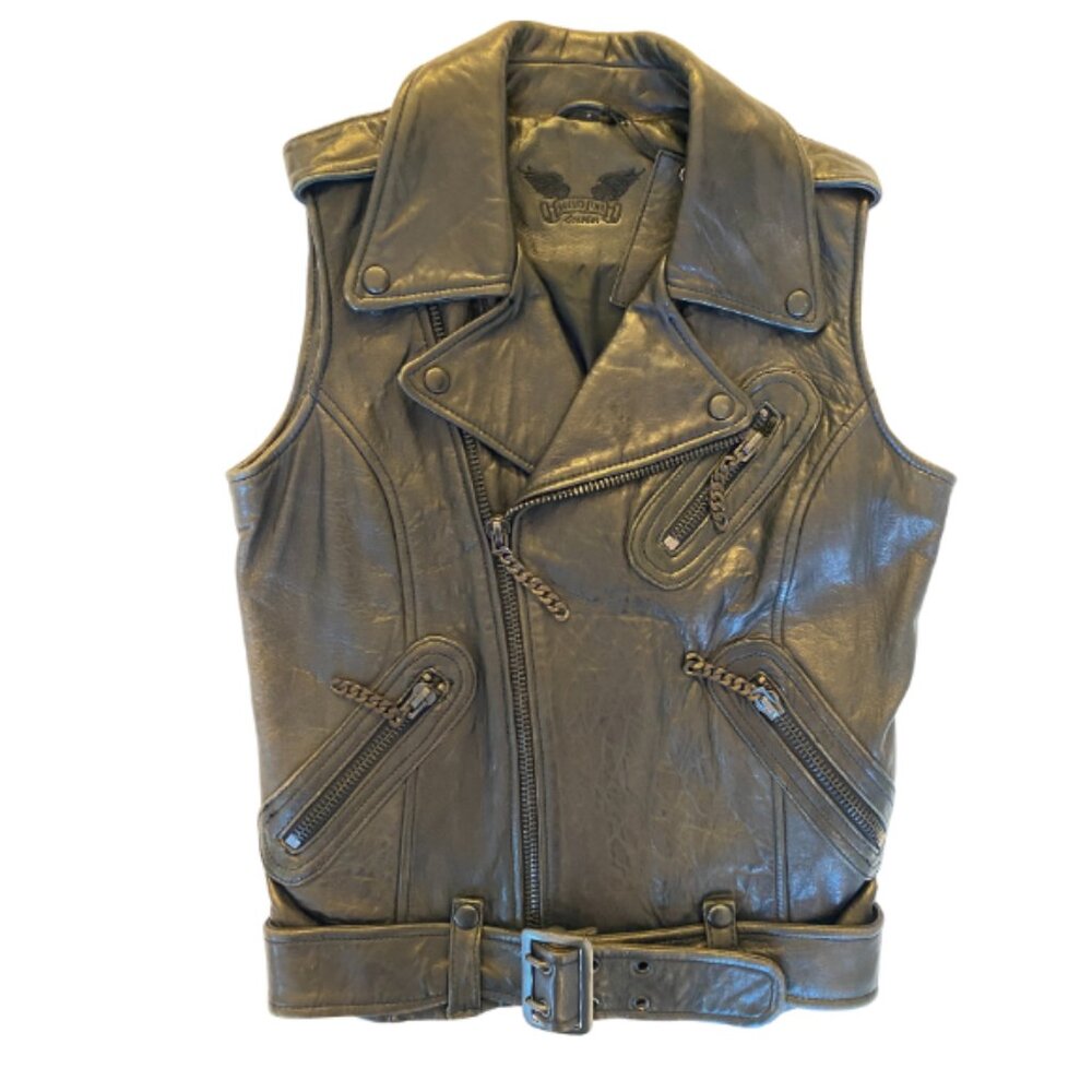 Robins jeans leather studded vest